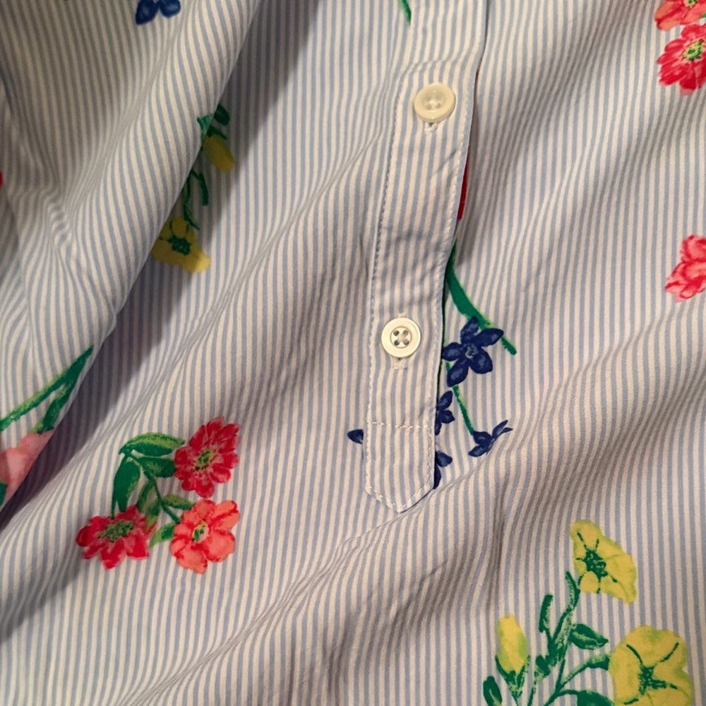 Talbots Blue Floral Striped Blouse - Picture 8 of 9